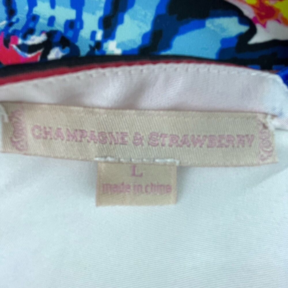 Anthropologie Champagne & Strawberry‎ Dress Large Maximalist Bright Wearable Art - Picture 6 of 7